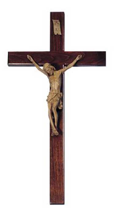 15" Crucifix with Walnut Finish