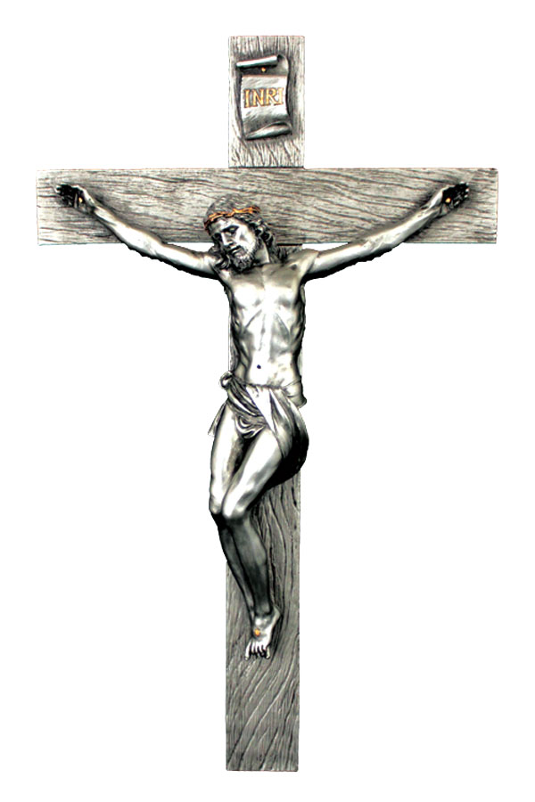 16" Crucifix, Pewter Finish