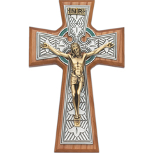 8" Pewter and Walnut Crucifix