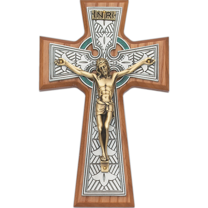 8" Pewter and Walnut Crucifix