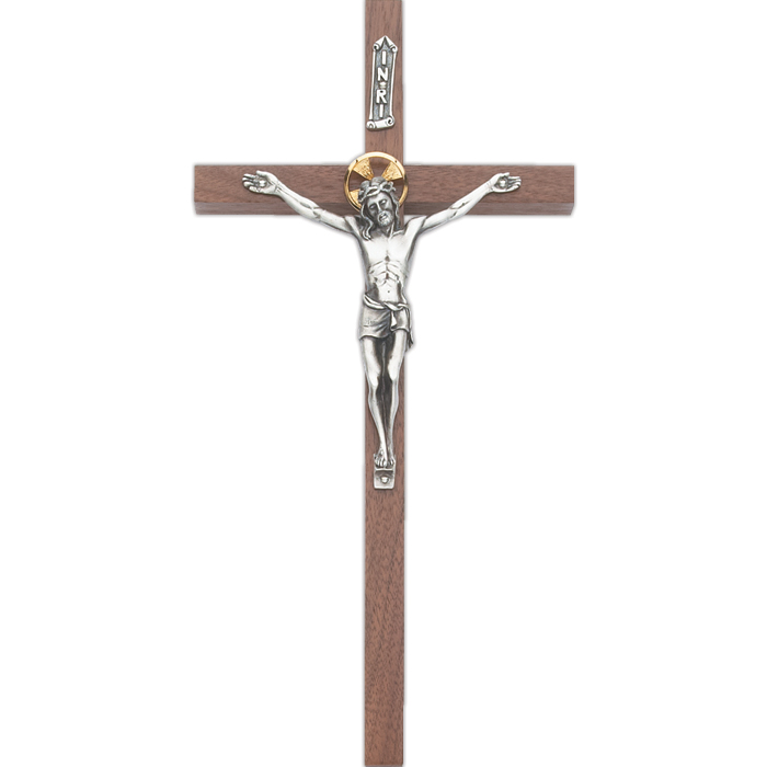 Walnut Crucifix 10"