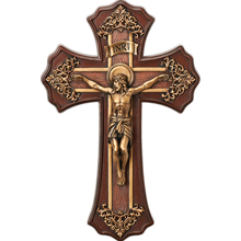 10 1/2" Victorian Wood Like Crucifix