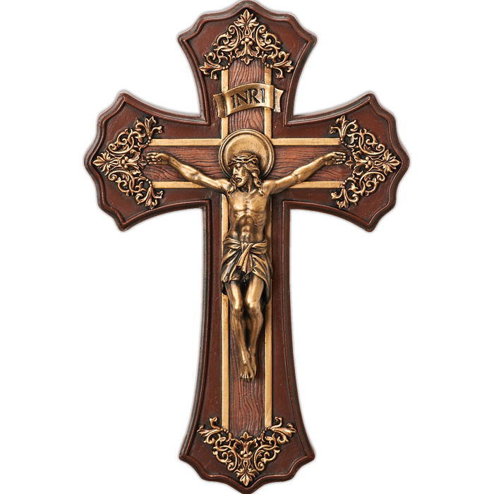 10 1/2" Victorian Wood Like Crucifix