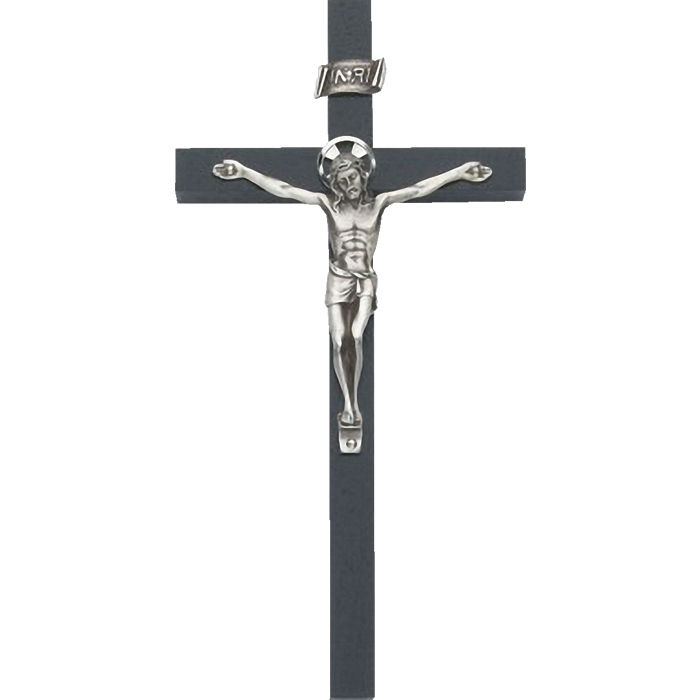 8" Black Overlay Wood Crucifix