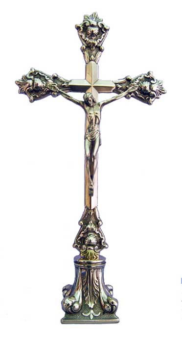 Standing Crucifix in Shiny Brass