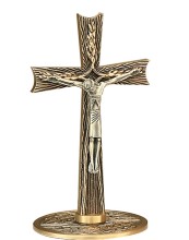 Wheat Design Bronze Altar Crucifix