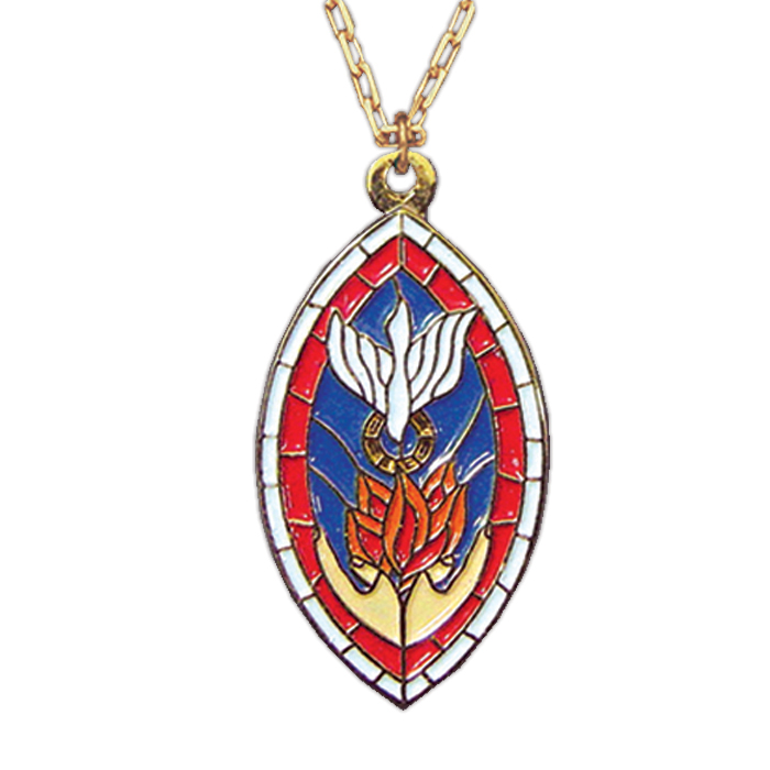 Oval Holy Spirit Enamel Pendant