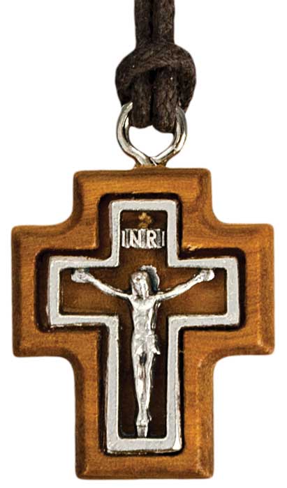 Olive Wood Crucifix Pendant