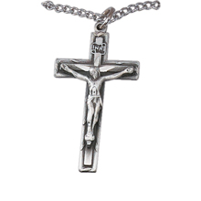 Crucifix on Chain - Satin Silver Finish
