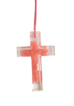 Pink Translucent Crucifix Pendant