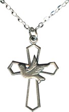 Silver Plate Dove and Outline Cross Necklace