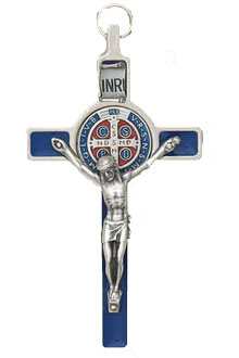 3" St. Benedict Blue Enamel Cross
