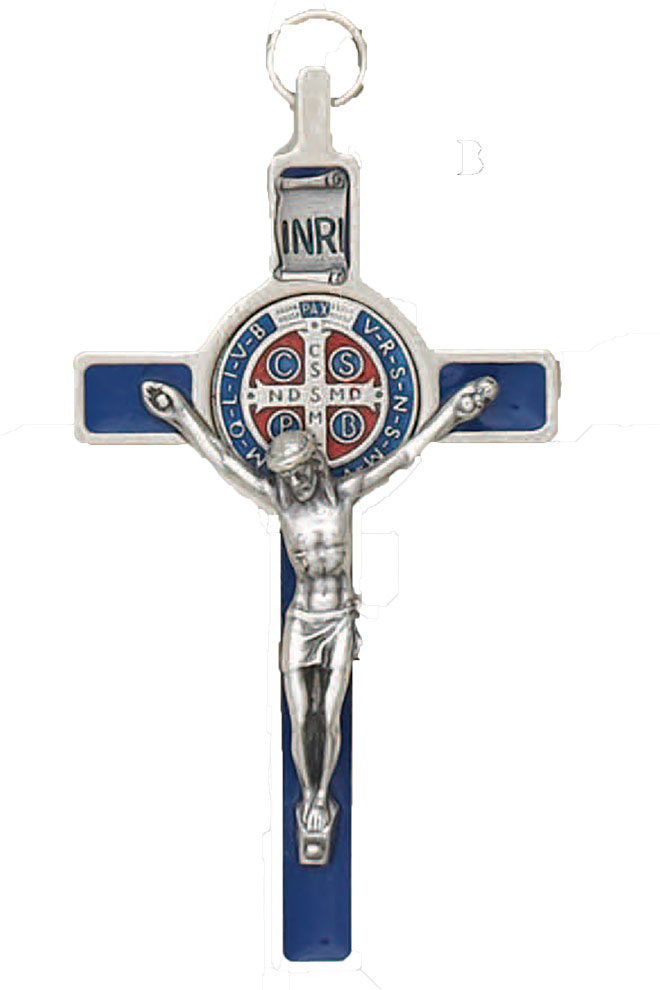 3" St. Benedict Blue Enamel Cross