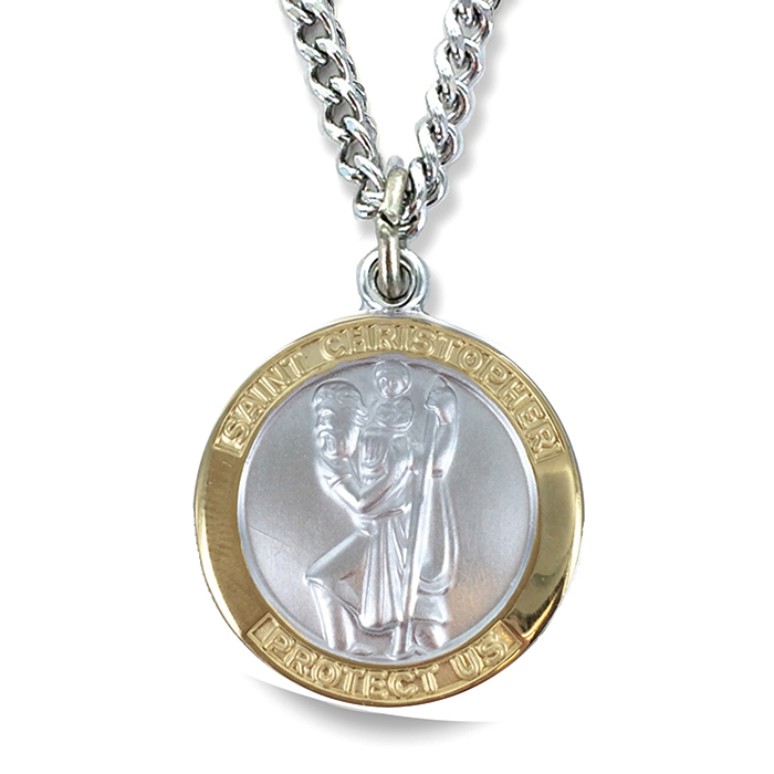 Gold Trimmed St. Christopher Pendant