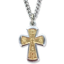 Gold and Sterling Silver Cruciform Pendant