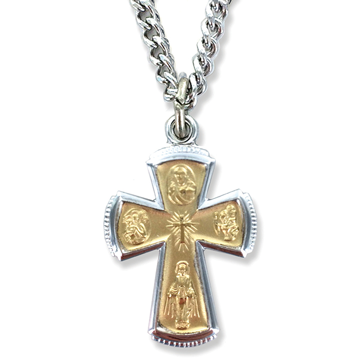 Gold and Sterling Silver Cruciform Pendant