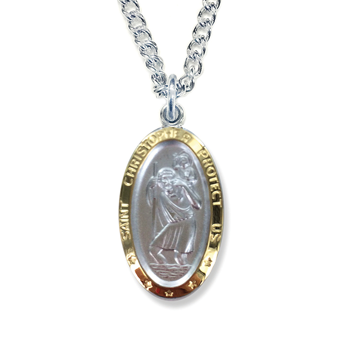 Gold Trimmed St. Christopher Pendant