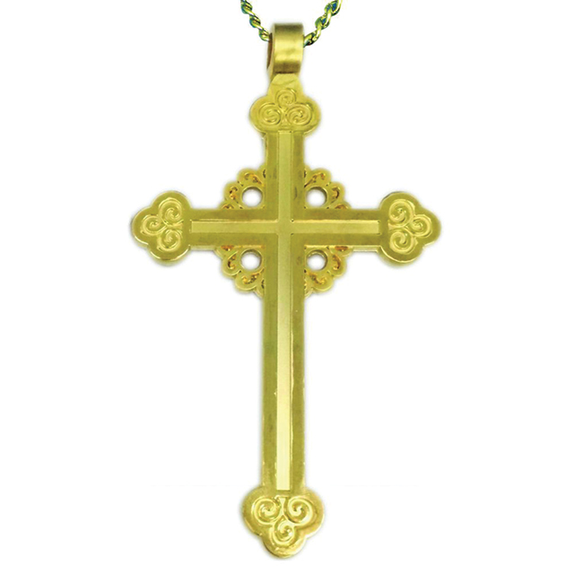 3-3/4" Gold Budded Pectoral Cross