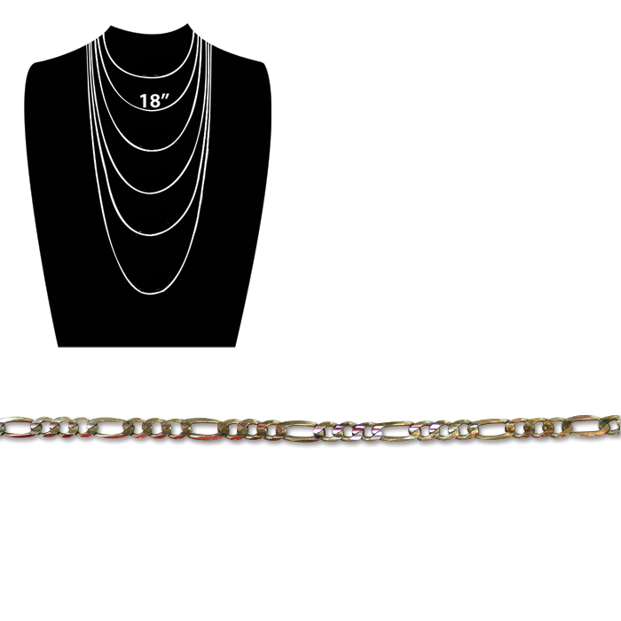 14 KT. Gold Medium Weight Figaro Chain