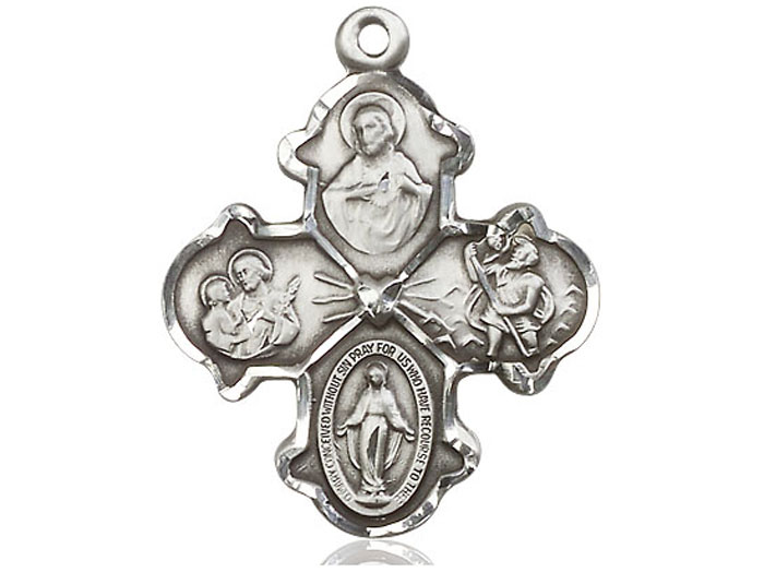 Sterling Silver Large 4 Way Medal