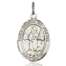 St. Isidore Sterling Silver Pendant