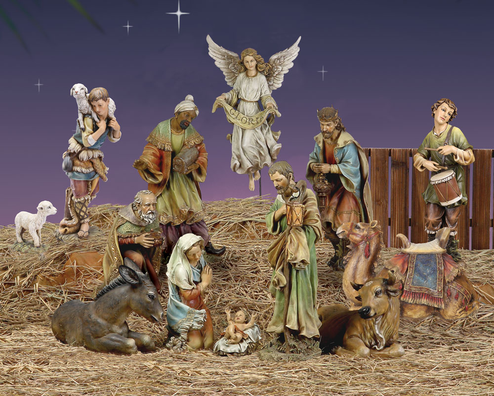 12 Figure Full Color Joseph Studio Nativity Set
