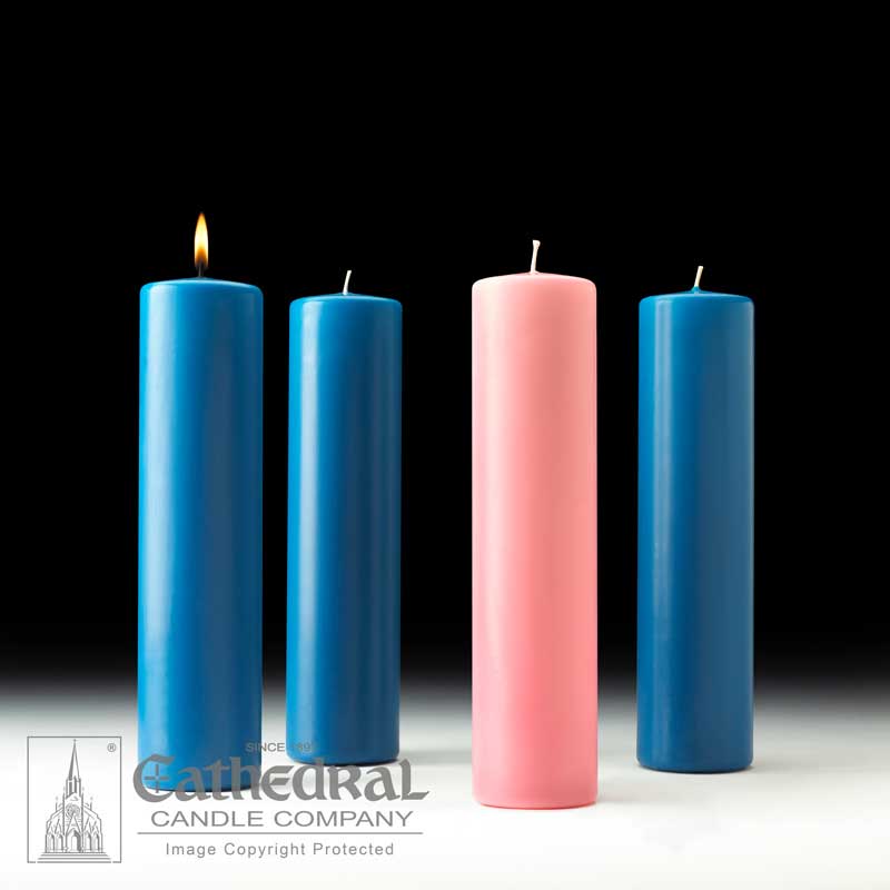 Blue and Pink Advent Altar Candles. 698087. Tonini Church Supply