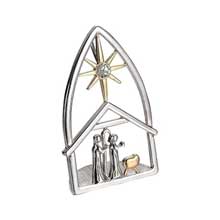 Standing Silver Nativity Scene Desk Stand