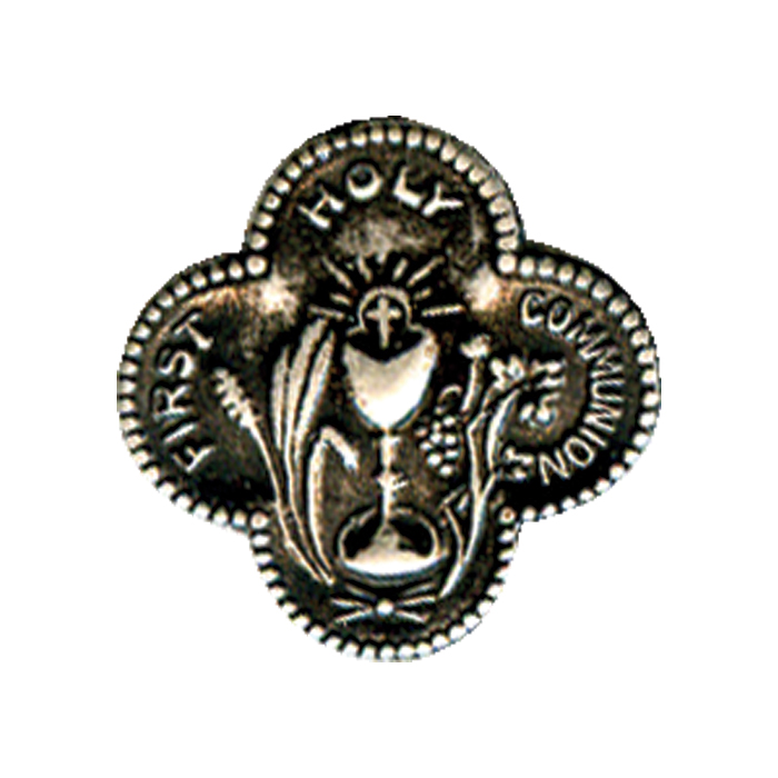 Oxidized Silver First Communion Lapel Pin