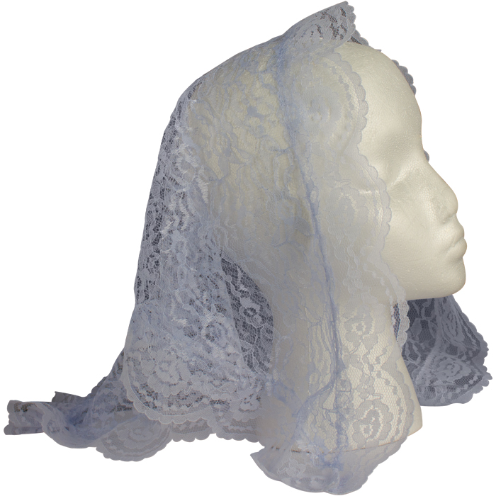 Light Blue Lace Mantilla Veil