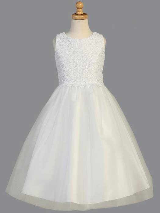 Lace Top Sleeveless First Communion Dress