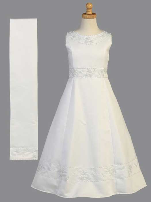Satin Sleeveless A-Line First Communion Dress