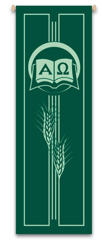 Alpha, Omega, and Wheat Large Inside Banner