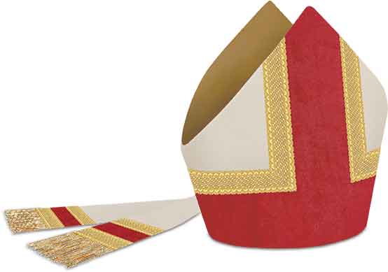 White and Red Custom Mitre