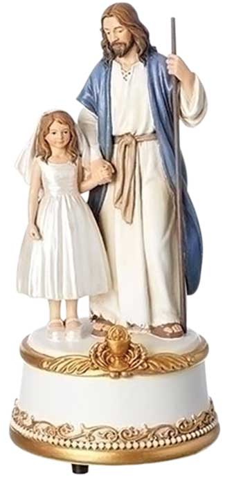 Jesus With Girl Musical Figurine