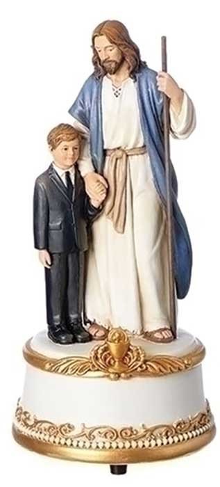 Jesus With Boy Musical Figurine