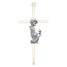 Kneeling Boy Brass Cross