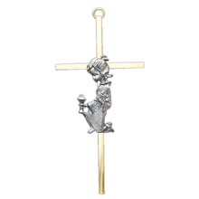 Kneeling Girl Brass Cross