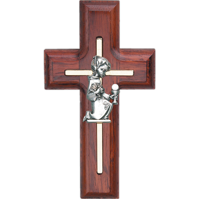 Girl Rosewood First Communion Wall Cross