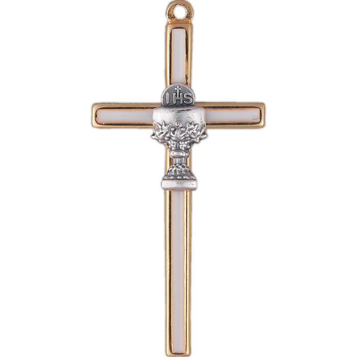 White Enamel First Communion Wall Cross