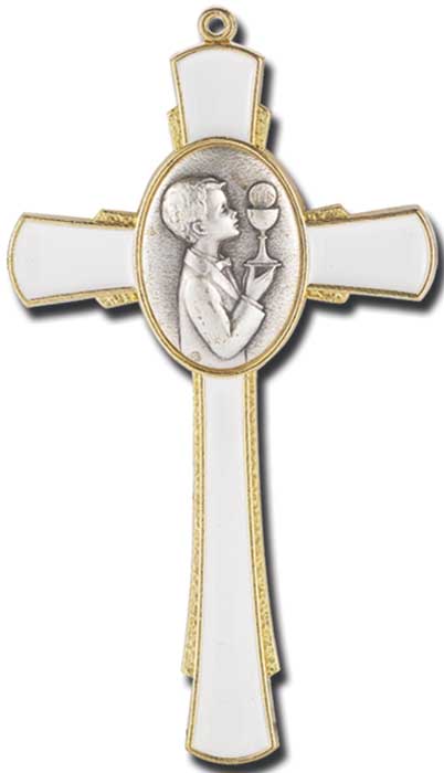 Boy's Enameled First Communion Cross