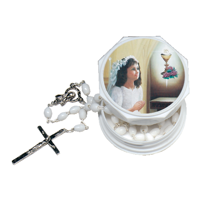 Girl First Communion Rosary and Case