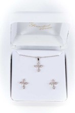 White Crystal Pendant and Earring Set