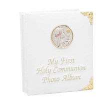 Girl's White Leatherette First Communion Photo Album