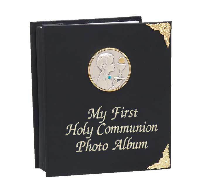 Boy's Black Leatherette First Communion Photo Album