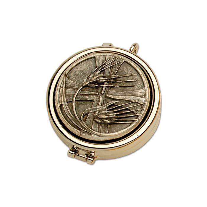 Wheat and Cross Gold Plated pyx