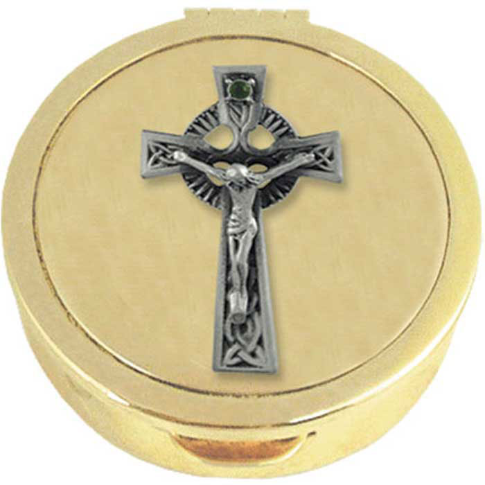 9 Host Pewter Crucifix Pyx