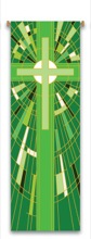 Green Cross Banner with Stained Glass Design