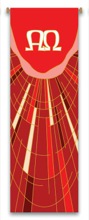 Alpha and Omega Banner with Stained Glass Design