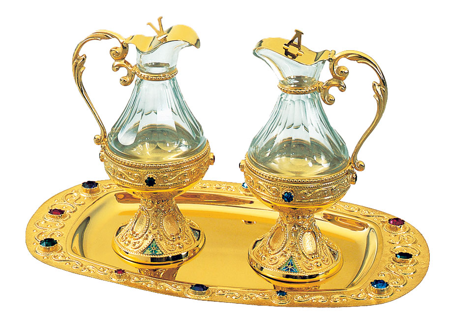 BRASS GOLDPLATE CRUET SET